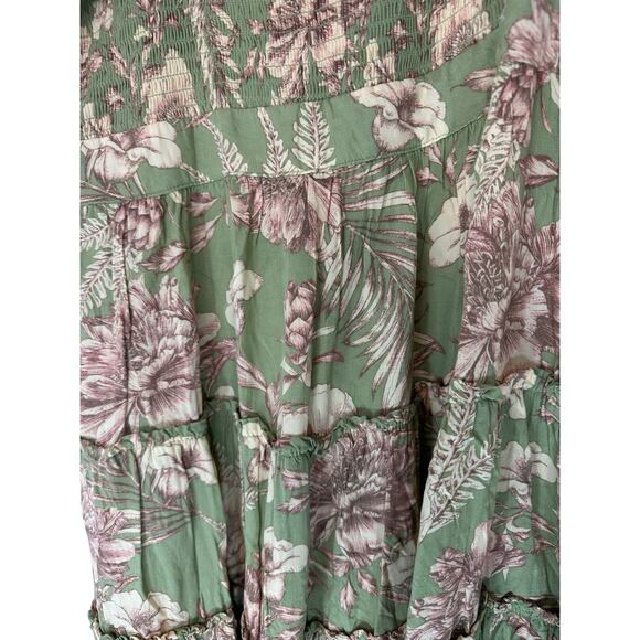 Agua Bendita Target Smocked Tiered Romantic Floral Tile Puff Sleeve Dress Large - Picture 4 of 13